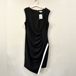 NWT. Calvin Klein, black with white trim dress, size 12.